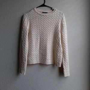 Vintage Karen Scott 100% Cotton Butter Yellow Cable Knit Sweater